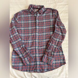 Faherty Men’s Button Front Plaid Flannel Blue Pink White Size Large